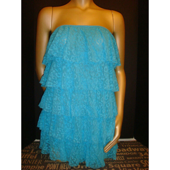 NWT Victoria's Secret COVER UP DRESS SKIRT RUFFLE BLUE cheetah lace M $69+ - Picture 1 of 5